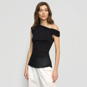 Modern Citizen Saba Off-Shoulder Semi-Sheer Knit Top Size MBlack / M